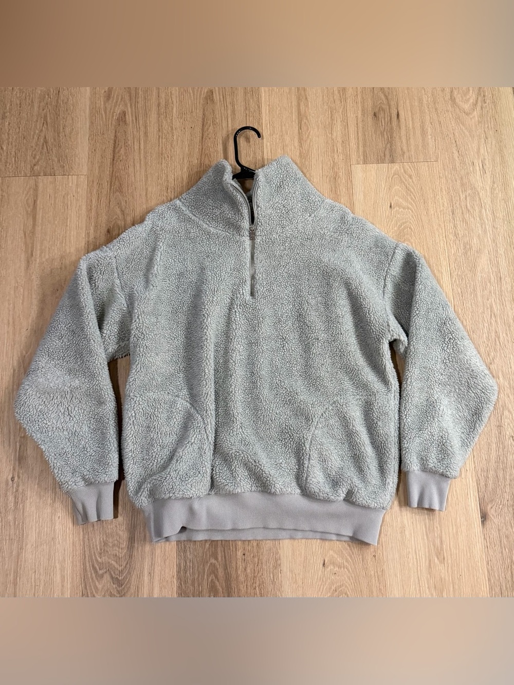 Polo Ralph Lauren Women’s Comfy Light Gray Sherpa Quarter-Zip size Small